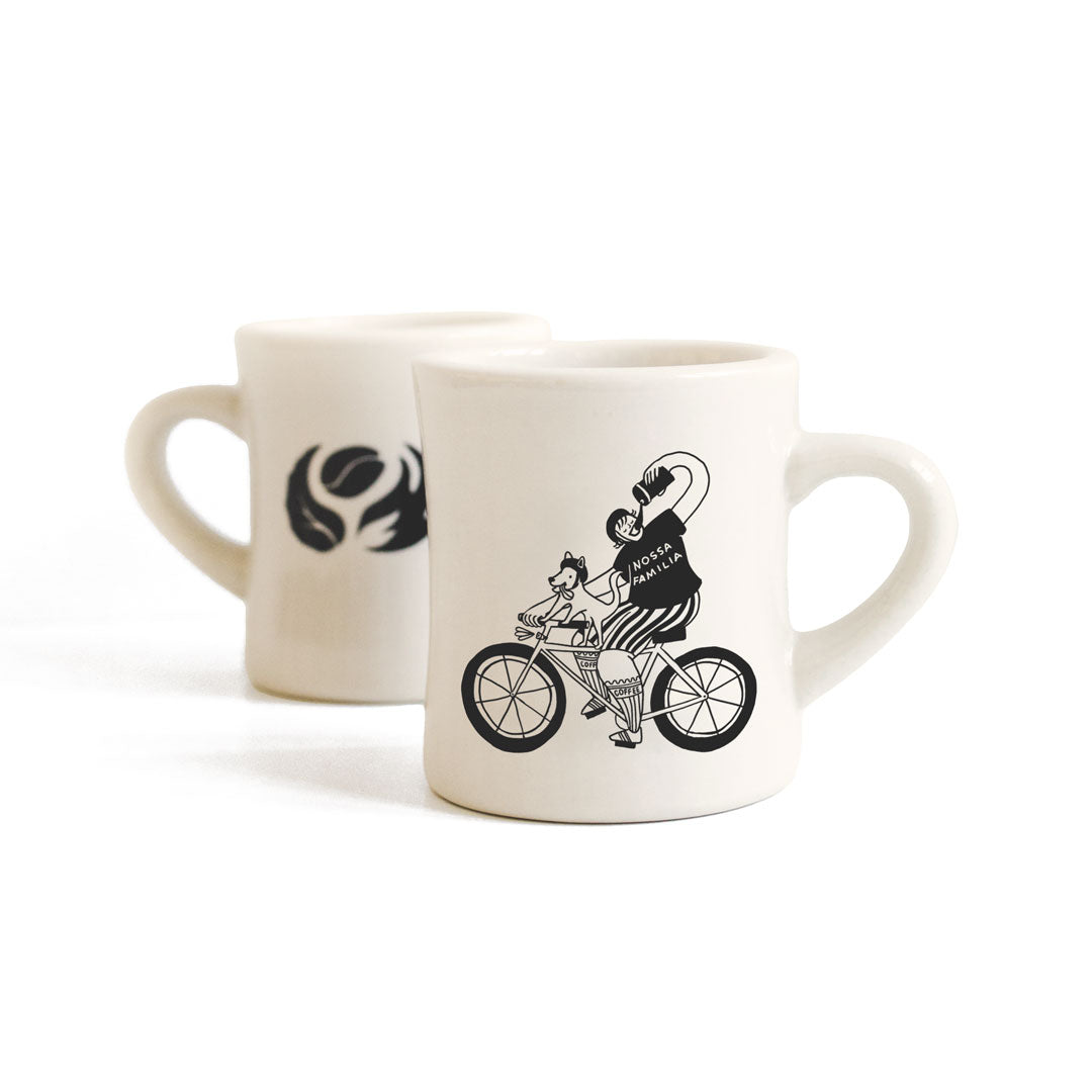 Nossa Familia Diner Mug with bicycle design – Nossa Familia Coffee