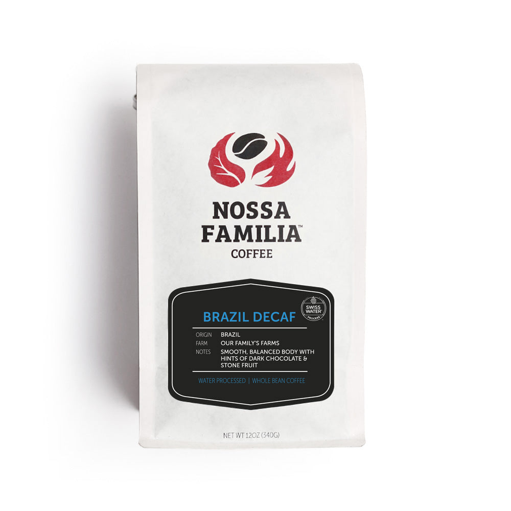 Bag of Brazil Decaf coffee, part of the Nossa All Day Gift Set – Nossa Familia Coffee