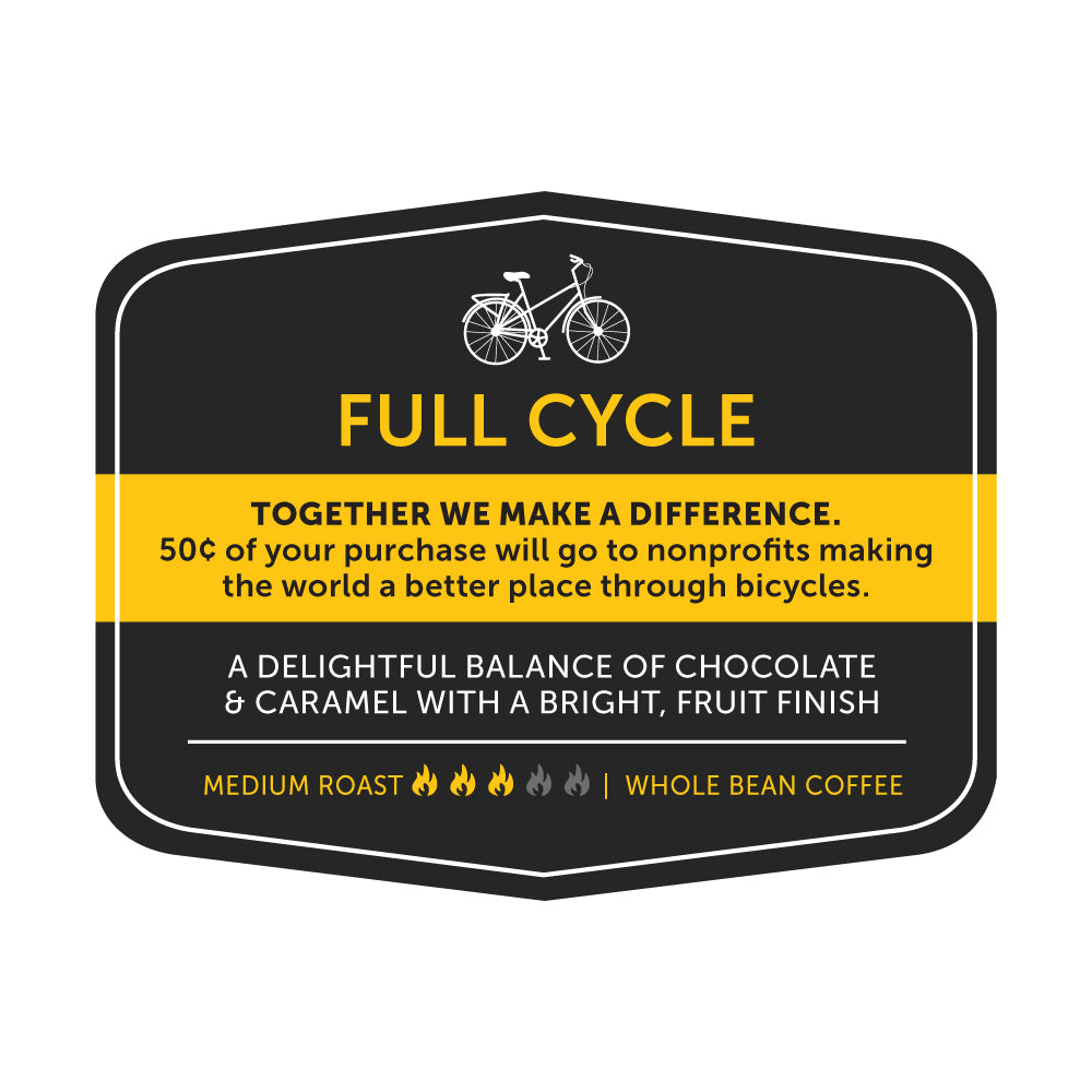 Full Cycle coffee bag label – Nossa Familia Coffee