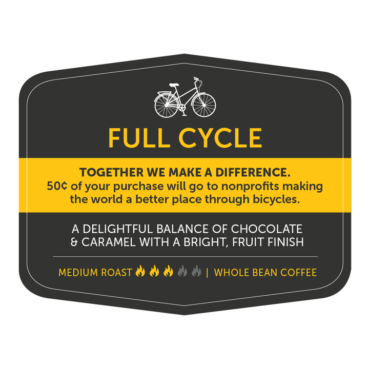 Bag label artwork for Full Cycle – Nossa Familia Coffee