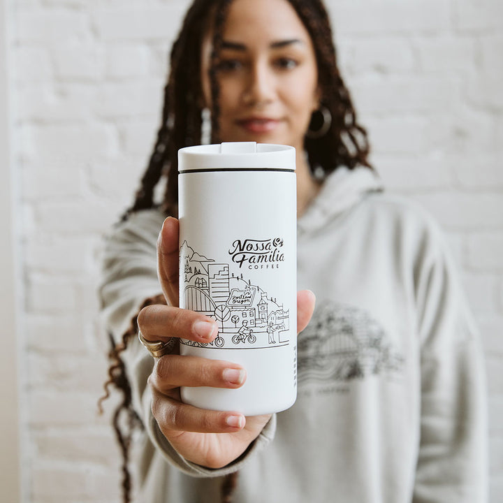 Full Cycle Travel Tumbler by MiiR, lifestyle photo – Nossa Familia Coffee