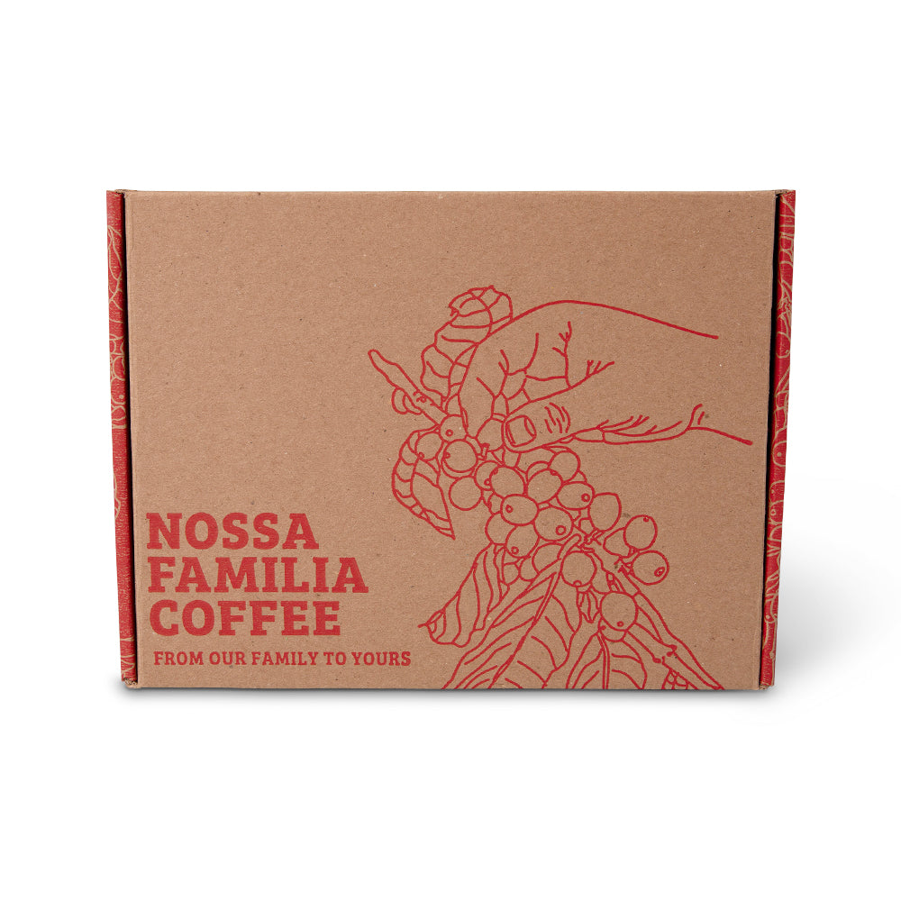 Nossa Familia red gift box packaging – Nossa Familia Coffee