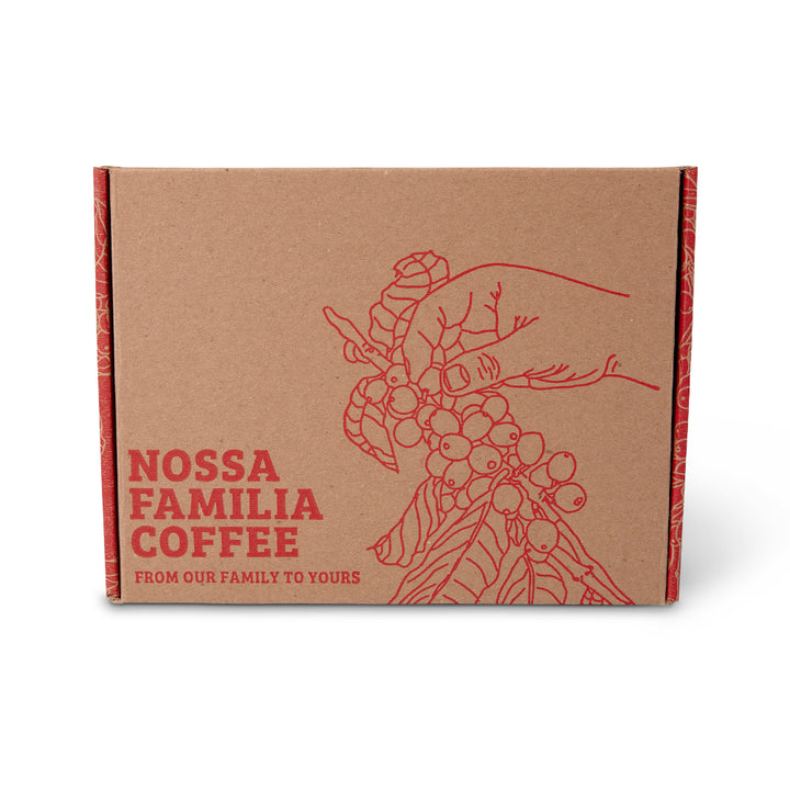 Nossa Familia red gift box packaging – Nossa Familia Coffee